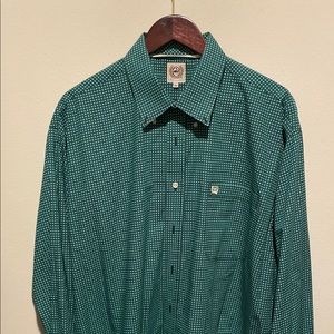 Cinch Men's Teal w/ White LongSleeve Western Shirt